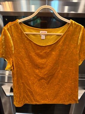 Mossimo Supply Co. Mustard Gold Velvet Scoop Neck Tee